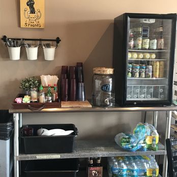 Cafe Hey - Complimentary water and seasonings. Kombucha and coconut water for sale as well - Sandwiches Near Me - Tampa, Florida