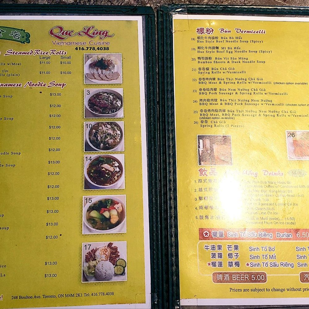 Que Ling Restaurant - Menu (August 2022) - Vietnamese Near Me - Toronto, Ontario Que Ling Restaurant - Menu (August 2022) - Vietnamese Near Me - Toronto, Ontario