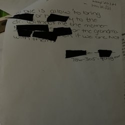 Miami-Dade County Courthouse - Note written to doctors office by mother saying only her or her mother Tina can bring the kids to the doctor