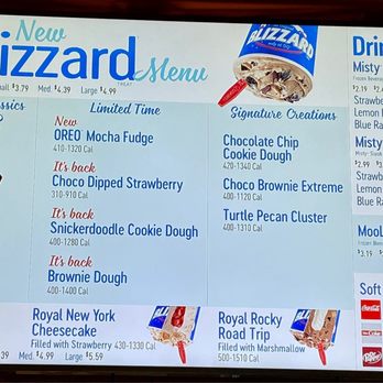 Dairy Queen Grill & Chill - Blizzard menu - Fast Food Near Me - Matteson, Illinois