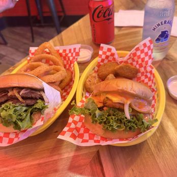 Jasmin's - McBangBang with jalepeno poppers and Double Burger, no cheese. - Burgers Near Me - San Francisco, California Jasmin's - McBangBang with jalepeno poppers and Double Burger, no cheese. - Burgers Near Me - San Francisco, California