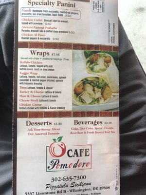 Menu photo 1 Cafe Pomodoro Wilmington, DE Menu photo 1 Cafe Pomodoro Wilmington, DE