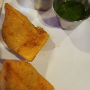 Masala - Vegetarian Samosa. Light pastry, tasty filling, spicy side sauces. Very nice app. - Pakistani Near Me - West Warwick, Rhode Island