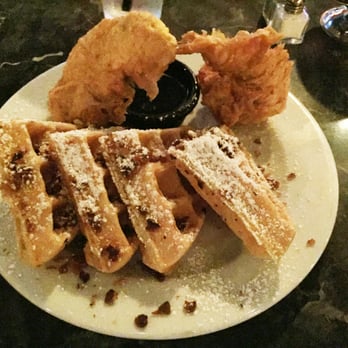 LoKal - Mama Bear's Chicken & Waffles: Fried Florida chicken + Belgian waffles + chopped bacon, powdered sugar + homemade maple syrup - $15) - Burgers Near Me - Miami, Florida LoKal - Mama Bear's Chicken & Waffles: Fried Florida chicken + Belgian waffles + chopped bacon, powdered sugar + homemade maple syrup - $15) - Burgers Near Me - Miami, Florida