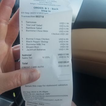Burma Taste - Receipt - Noodles Near Me - Sunnyvale, California Burma Taste - Receipt - Noodles Near Me - Sunnyvale, California