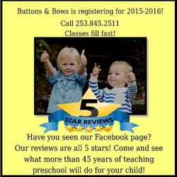 Button's and Bow's Preschool - More than 45 years experience & 45 straight 5 star ratings on Facebook can't be wrong! Come see what we can do for your child!