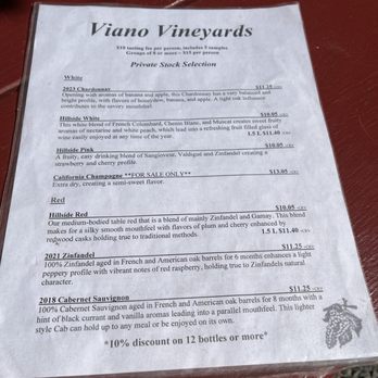Viano Winery - Menu page 1 - Wineries Near Me - Martinez, California Viano Winery - Menu page 1 - Wineries Near Me - Martinez, California