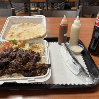 Grillo Shawarma & Kebob - Mixed Kabob Plate #3 Sides Hummus and Salad - Persian/Iranian Near Me - Northridge, California