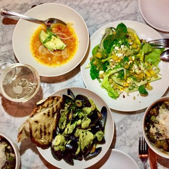 Launderette - Mussels, zucchini salad and Brussels sprouts - New American Near Me - Austin, Texas