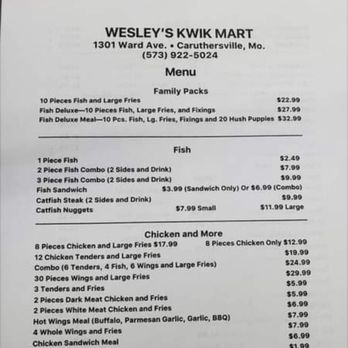 Wesley Kwik Mart - Menu - Grocery Near Me - Caruthersville, Missouri Wesley Kwik Mart - Menu - Grocery Near Me - Caruthersville, Missouri