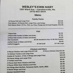 Wesley Kwik Mart - Menu
