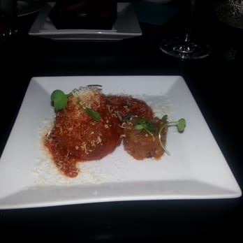 Avvino - Lamb meatball and spicy eggplant coponata - New American Near Me - Rochester, New York Avvino - Lamb meatball and spicy eggplant coponata - New American Near Me - Rochester, New York