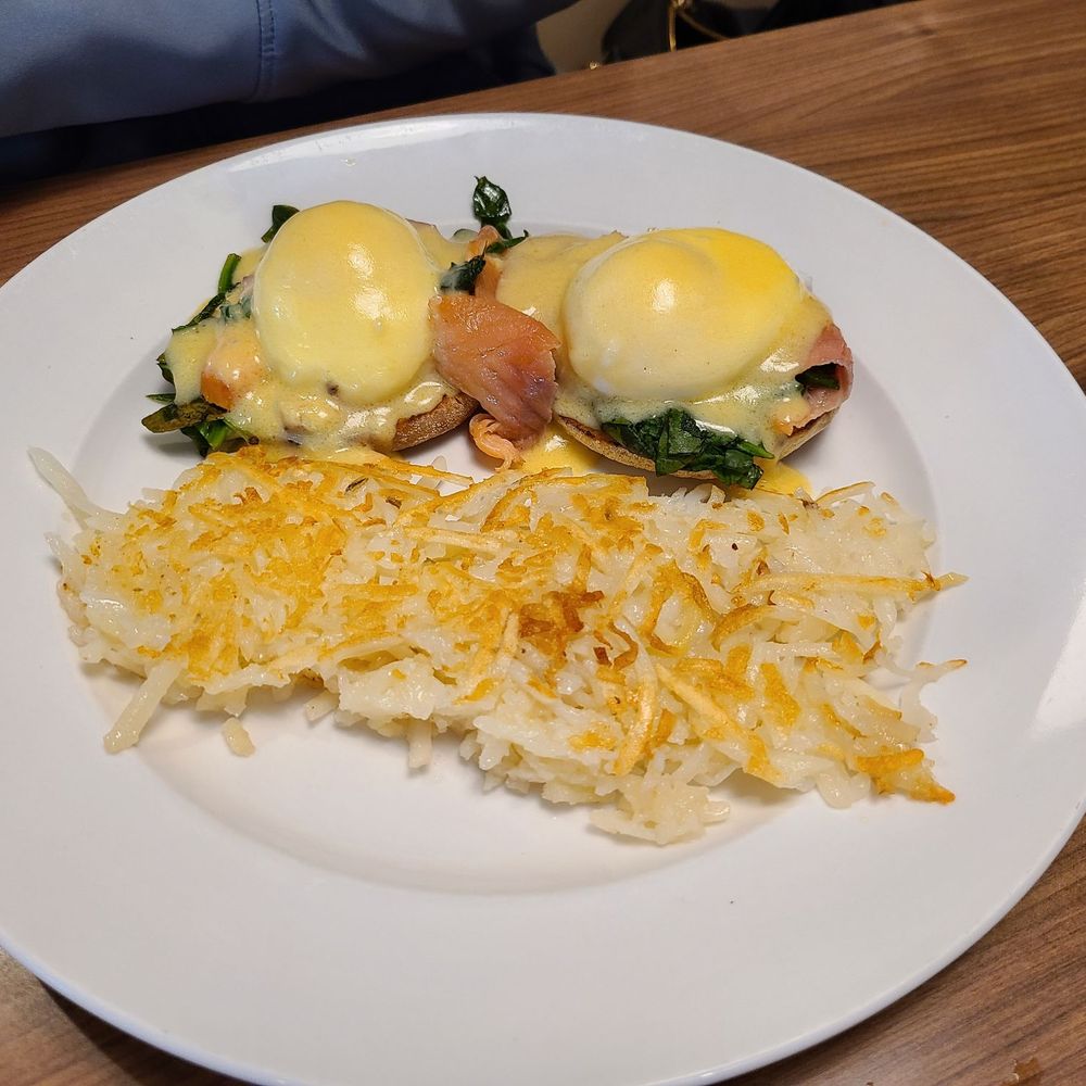 Nudy's Cafe - Salmon Florentine w/ home fries. - Breakfast & Brunch Near Me - Phoenixville, Pennsylvania Nudy's Cafe - Salmon Florentine w/ home fries. - Breakfast & Brunch Near Me - Phoenixville, Pennsylvania