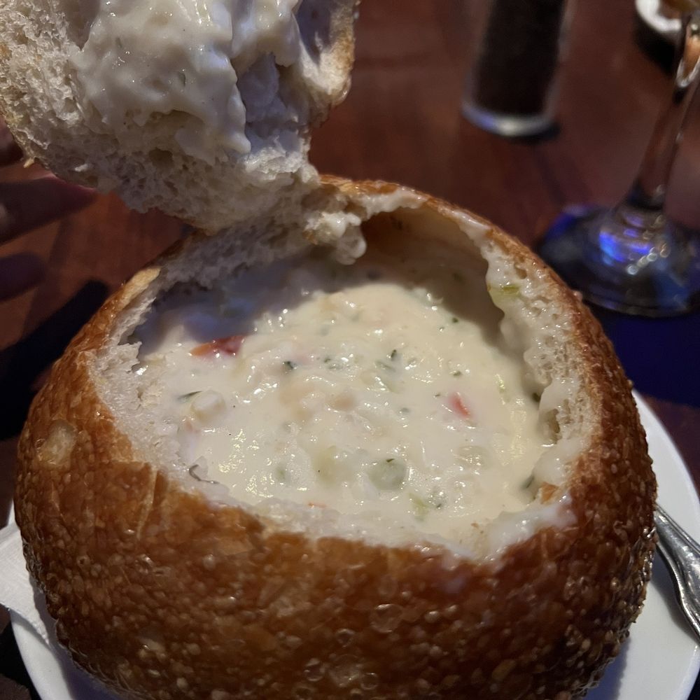FishBar - New England Clam Chowder in bread bowl - Seafood Near Me - Manhattan Beach, California FishBar - New England Clam Chowder in bread bowl - Seafood Near Me - Manhattan Beach, California
