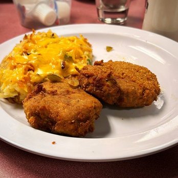 Moore Street Café - Salmon cakes and hash browns with onions, peppers, and cheese. - Cafes Near Me - Richmond, Virginia Moore Street Café - Salmon cakes and hash browns with onions, peppers, and cheese. - Cafes Near Me - Richmond, Virginia