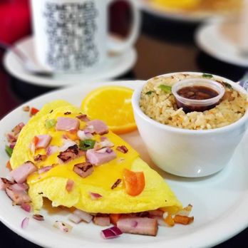 Good Day Cafe - The Denver, with fried rice. Instagram photo at @Lifesotasty_ - Breakfast & Brunch Near Me - Vallejo, California Good Day Cafe - The Denver, with fried rice. Instagram photo at @Lifesotasty_ - Breakfast & Brunch Near Me - Vallejo, California