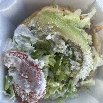 Tacos Casa Miguel - Sope with carnitas as meat choice - Tex-Mex Near Me - Kernersville, North Carolina Tacos Casa Miguel - Sope with carnitas as meat choice - Tex-Mex Near Me - Kernersville, North Carolina