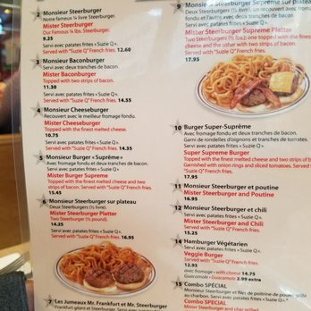 Mister Steer - Menu2 - Burgers Near Me - Montreal, Quebec
