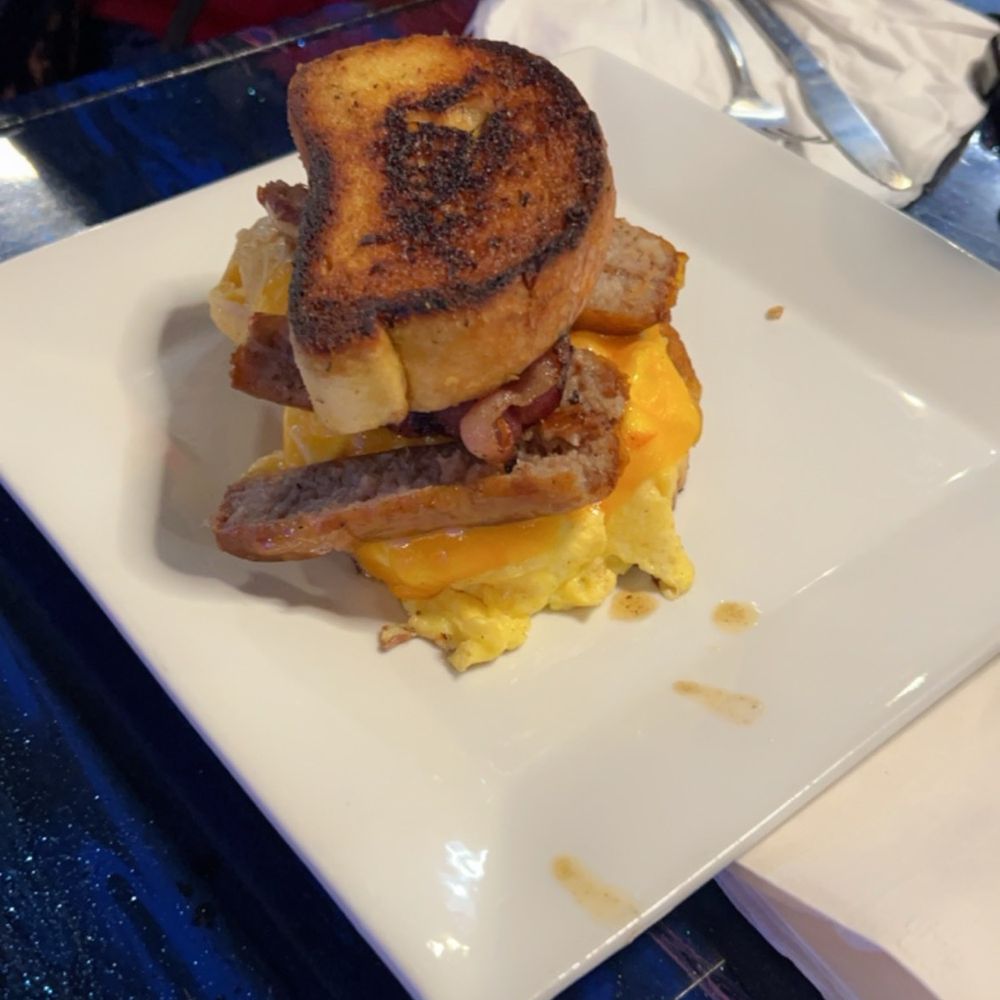 George Restaurant - Breakfast sandwich egg sausage bacon on side - Desserts Near Me - Hampton, Virginia George Restaurant - Breakfast sandwich egg sausage bacon on side - Desserts Near Me - Hampton, Virginia