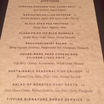 Tiffins Restaurant - Appetizer menu page 1 - New American Near Me - Lake Buena Vista, Florida Tiffins Restaurant - Appetizer menu page 1 - New American Near Me - Lake Buena Vista, Florida