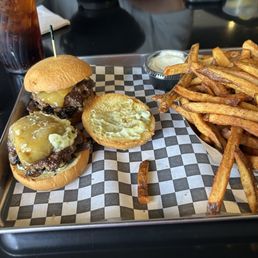 Truffle burgers and fries Truffle burgers and fries