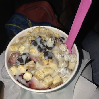 Iceskimo - Original flavor with condensed milk, strawberries, cheesecake bites, crumbled Oreos, a little cookie dough, and more condensed milk. - Ice Cream & Frozen Yogurt Near Me - San Diego, California