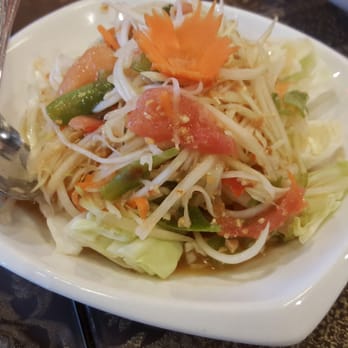 Papaya Thai - Lao/ Thai style papaya salad - shredded green papaya with tomatoes, green beans, dried shrimp, toasted peanuts, lime - Thai Near Me - Newark, California Papaya Thai - Lao/ Thai style papaya salad - shredded green papaya with tomatoes, green beans, dried shrimp, toasted peanuts, lime - Thai Near Me - Newark, California