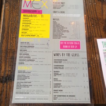 MEX - Drink menu. Prices are decent - Mexican Near Me - Bloomfield Hills, Michigan MEX - Drink menu. Prices are decent - Mexican Near Me - Bloomfield Hills, Michigan