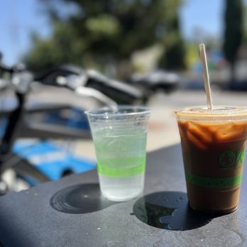 Bagel + Slice Pizza Shop - Oat milk latte/cold brew! Yum! - Bagels Near Me - Los Angeles, California