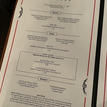 Mama - Menu - Italian Near Me - Oakland, California