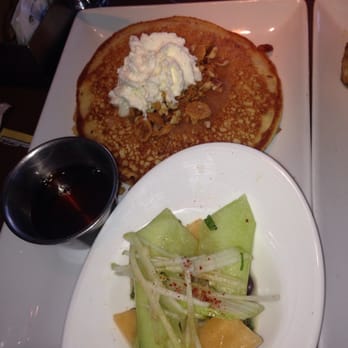 Root Down - Almond pancake with side of fruit salad and chili powder - New American Near Me - Denver, Colorado