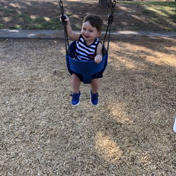 Eugene H Ahner Park - Bucket swings in toddler area! Large playground in background - Parks Near Me - Carmichael, California
