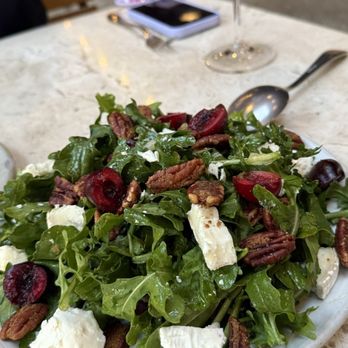 Manuela - Arugula, Brooks Cherries, Goat Cheese, Spiced Pecan, Aged Balsamic - New American Near Me - Los Angeles, California Manuela - Arugula, Brooks Cherries, Goat Cheese, Spiced Pecan, Aged Balsamic - New American Near Me - Los Angeles, California