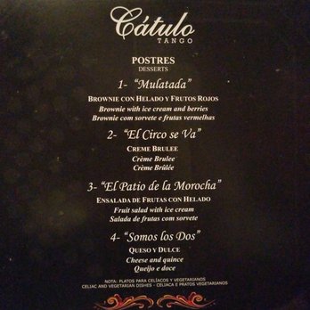 Cátulo Tango - Dessert menu - Performing Arts Near Me - Buenos Aires, C Cátulo Tango - Dessert menu - Performing Arts Near Me - Buenos Aires, C