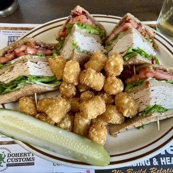 Toast - Turkey club with the tater tots and the amazing pickle - Breakfast & Brunch Near Me - Hull, Massachusetts