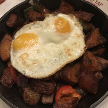 Highland Tap - Prime Rib Hash & Shirred Eggs ($15). Potatoes and meat were dry. Meat was well done, and not very flavorful. - Steakhouses Near Me - Atlanta, Georgia Highland Tap - Prime Rib Hash & Shirred Eggs ($15). Potatoes and meat were dry. Meat was well done, and not very flavorful. - Steakhouses Near Me - Atlanta, Georgia
