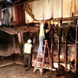 SERVPRO of Greensboro North - We're here for you 24/7/365! Our crew responding to a Large Loss fire damage... SERVPRO.