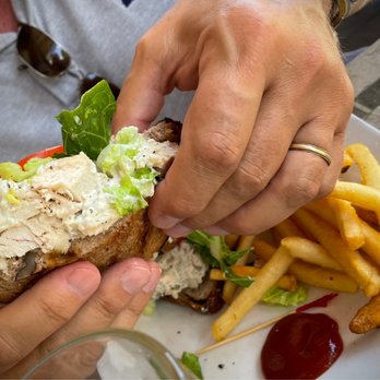 Chestnut Grill and Sidewalk Cafe - French Fries Chicken Salad on Raisin Walnut Toast - New American Near Me - Philadelphia, Pennsylvania Chestnut Grill and Sidewalk Cafe - French Fries Chicken Salad on Raisin Walnut Toast - New American Near Me - Philadelphia, Pennsylvania
