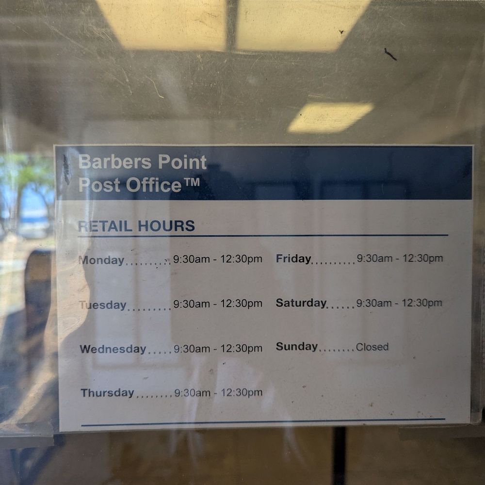 US Post Office - Hours at the Barber's pt USPS as of 8/2/25 - Post Offices Near Me - Kapolei, Hawaii US Post Office - Hours at the Barber's pt USPS as of 8/2/25 - Post Offices Near Me - Kapolei, Hawaii