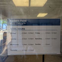 US Post Office - Hours at the Barber's pt USPS as of 8/2/25