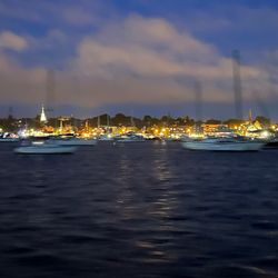 Oldport Marine Services - Boats during moonlit cruise around Newport Harbor