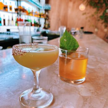 Jeju Restaurant - two cocktails on the bar - Korean Near Me - Portland, Oregon