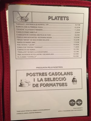 Menu photo 2 Antúnez Barcelona, B