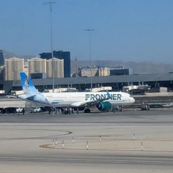 Allegiant Air - A Frontier plane had people outside of it and police cars around it on the runway. Glad I flew Allegiant!