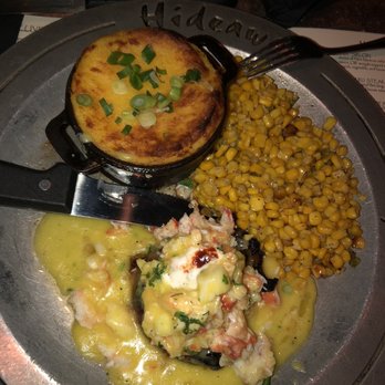 Rokerij - Rokerij steak (bacon wrapped with king crab) and side of double butter mashed potato and corn - Seafood Near Me - Phoenix, Arizona Rokerij - Rokerij steak (bacon wrapped with king crab) and side of double butter mashed potato and corn - Seafood Near Me - Phoenix, Arizona
