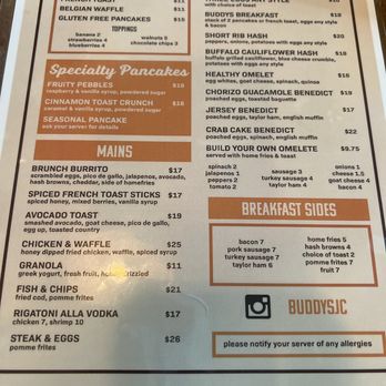 Buddy's Jc - Breakfast & Brunch Near Me - Jersey City, New Jersey