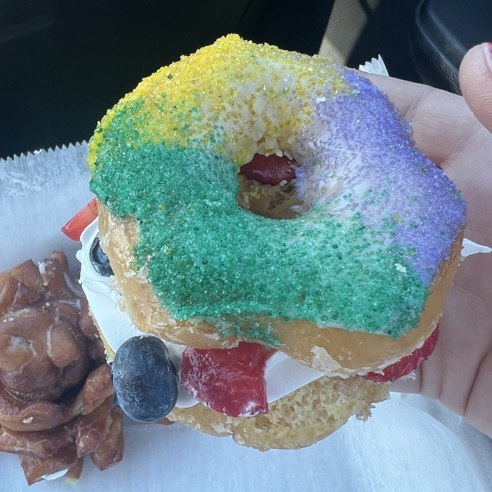 King cake donut with fresh fruit