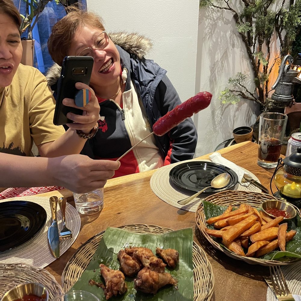 Sanduk - appetizer options: chicken wings with garlic-chili sauce; kamote (sweet potato  fries) with sea salt flakes - Filipino Near Me - Ottawa, Ontario