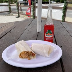 Mega Tacos - Chicken burrito with a fruit punch soda