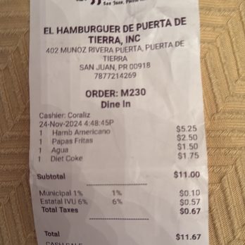El Hamburguer - The check/El cheque - Burgers Near Me - San Juan, Puerto Rico El Hamburguer - The check/El cheque - Burgers Near Me - San Juan, Puerto Rico